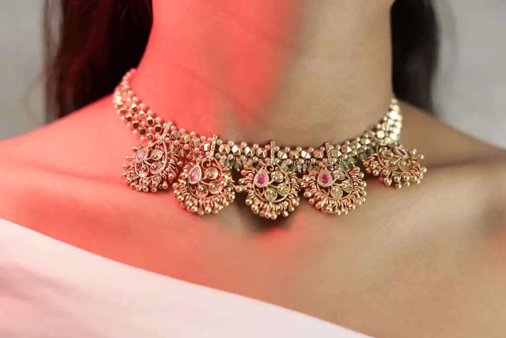 Gold Floral Medallion Choker Necklace Set