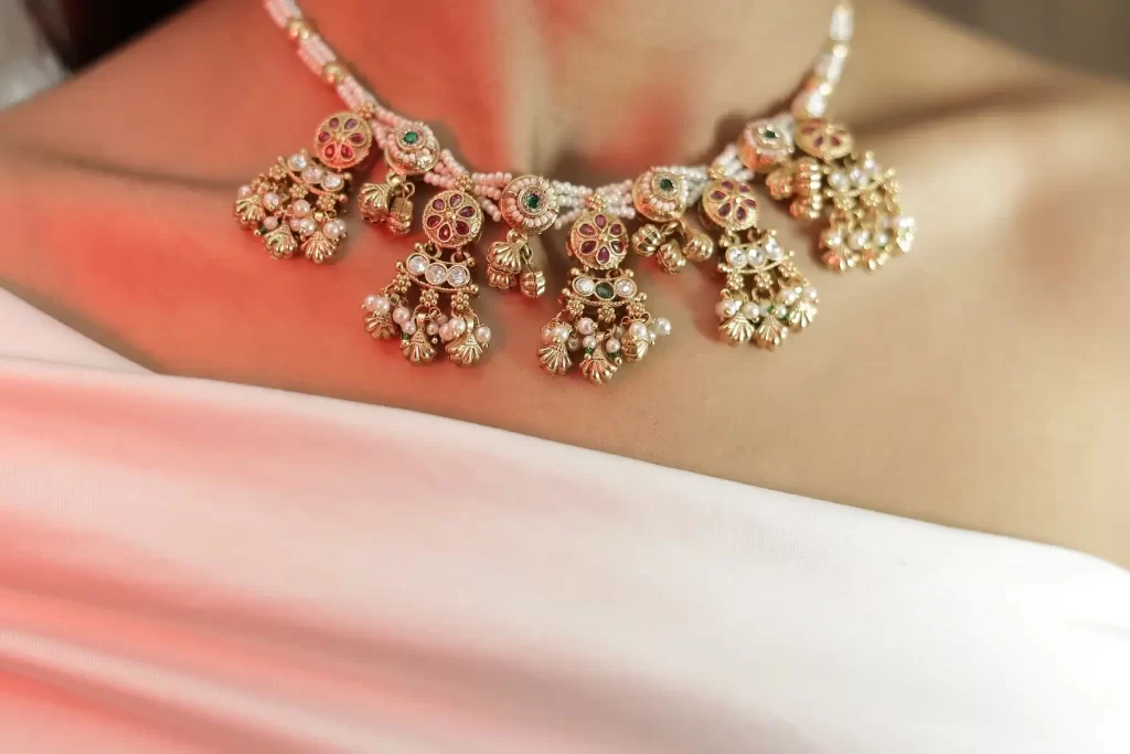 Gold Ghungroo Charm Choker Necklace Set