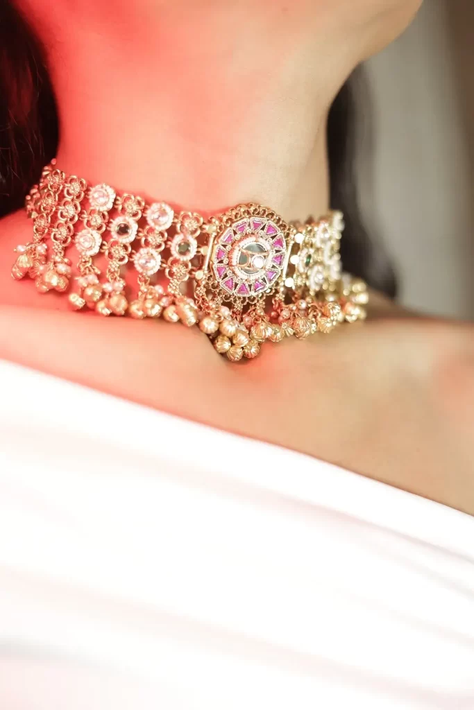 Gold Regal Pearl Drop Choker Necklace Set